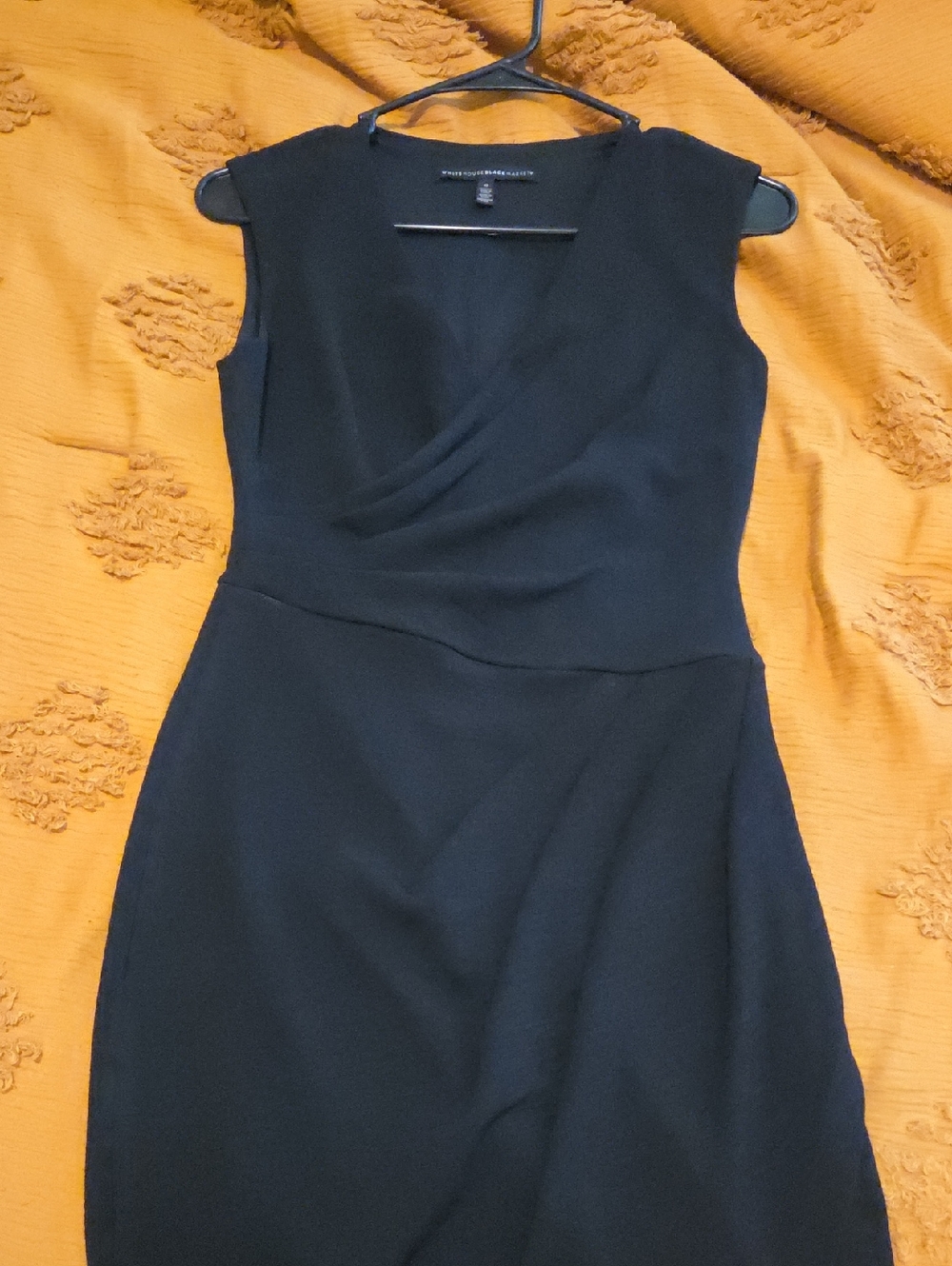 White House Black Market Black Sleeveless Faux-Wrap Midi Dress